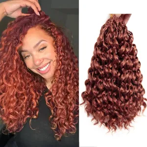 8 Packs GoGo Curl Crochet Hair 14 Inch Curly Crochet Hair for Women Reddish Brown Water Wave Beach Curl Deep Crochet Braids Synthetic Braiding Hair Extensions