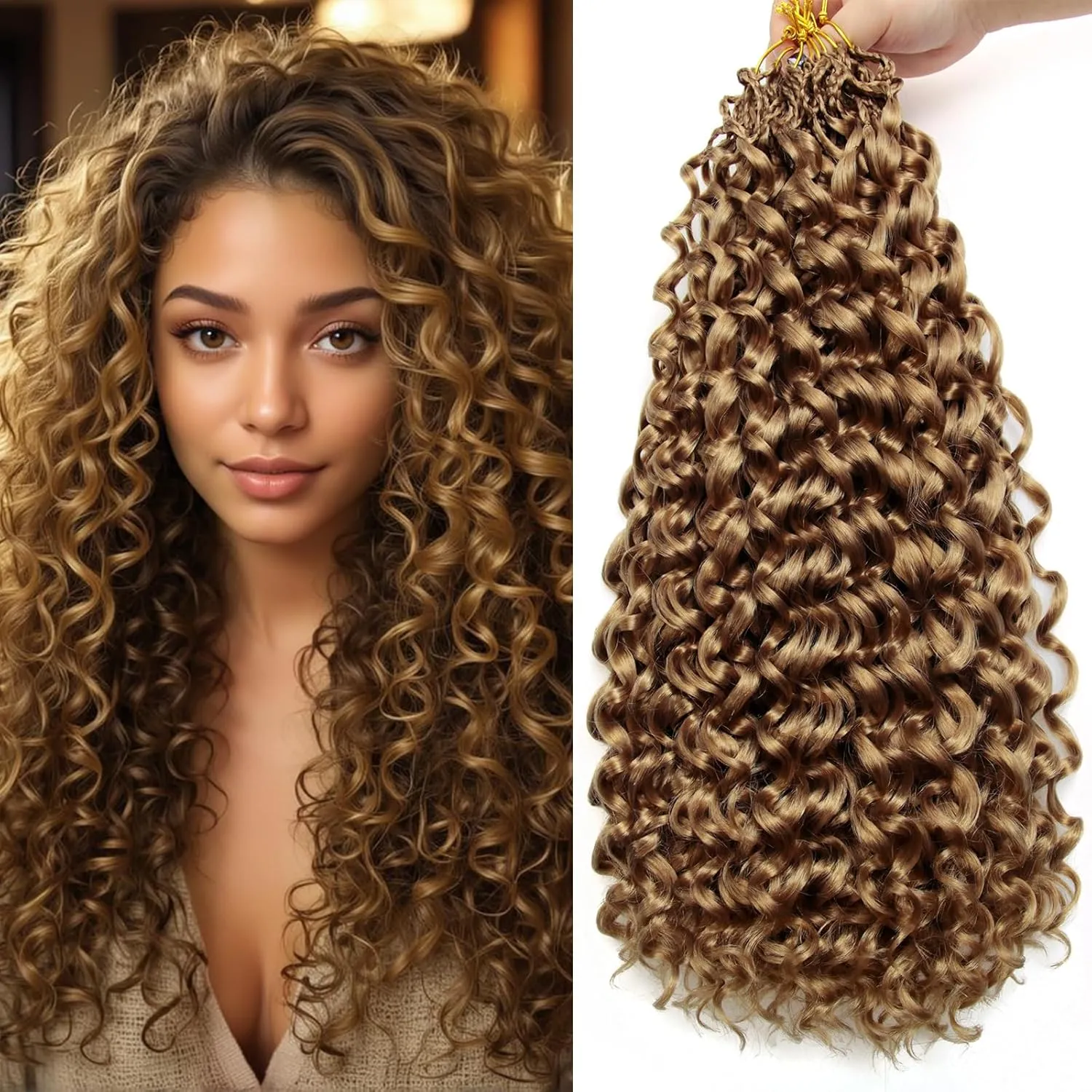 8 Packs Gogo Curl Crochet Hair Blonde Ocean Wave Crochet Hair Pre Looped Beach Curl Hair Extensions Crochet Hair for Black Women 18 Inch