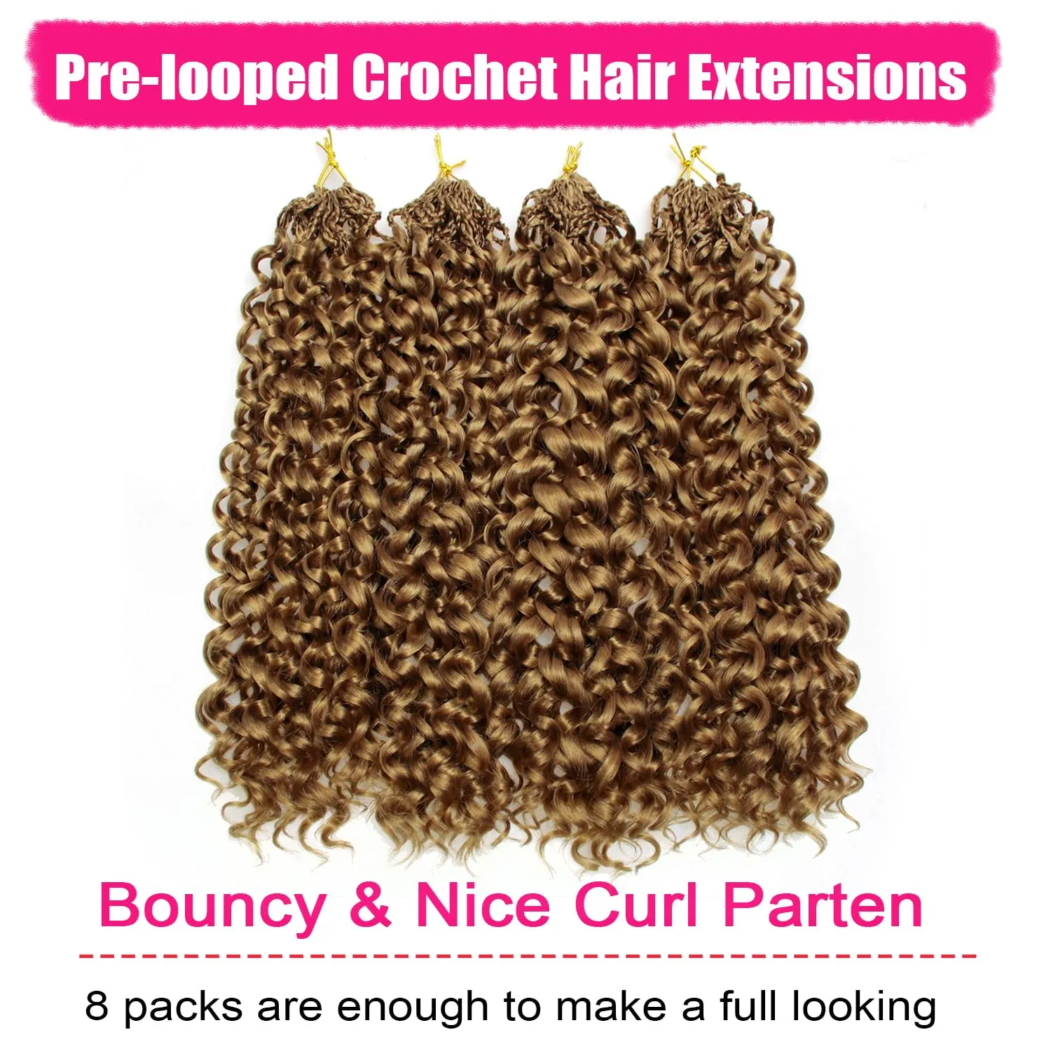 8 Packs Gogo Curl Crochet Hair Blonde Ocean Wave Crochet Hair Pre Looped Beach Curl Hair Extensions Crochet Hair for Black Women 18 Inch