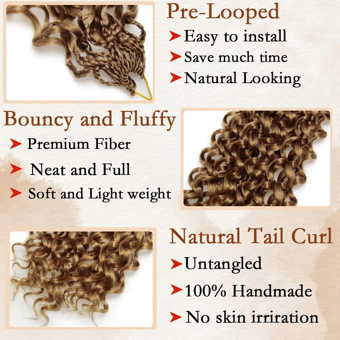 8 Packs Gogo Curl Crochet Hair Blonde Ocean Wave Crochet Hair Pre Looped Beach Curl Hair Extensions Crochet Hair for Black Women 18 Inch