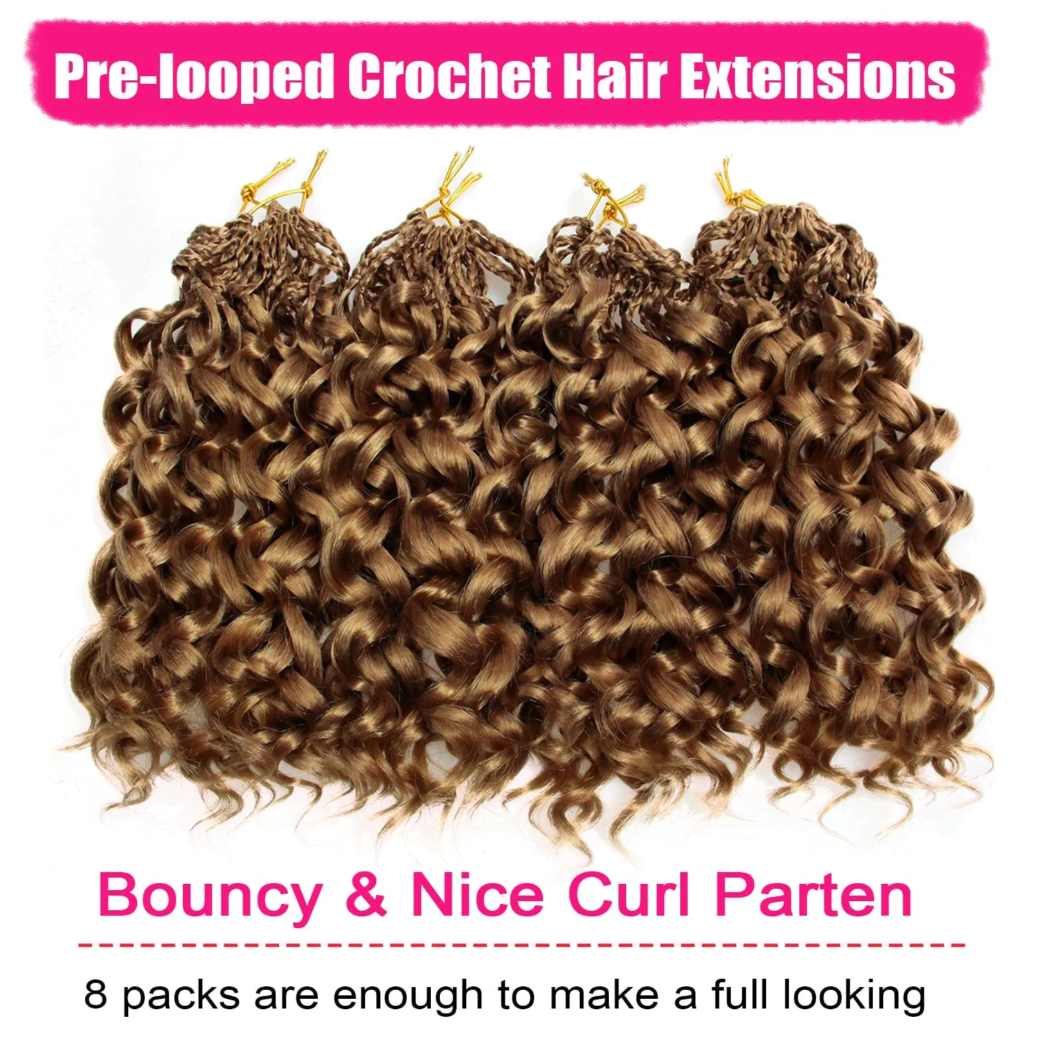 8 Packs Gogo Curl Crochet Hair Blonde Ocean Wave Crochet Hair Pre Looped Synthetic Beach Curl Hair Extensions Blonde Braiding Hair for Women 10 Inch