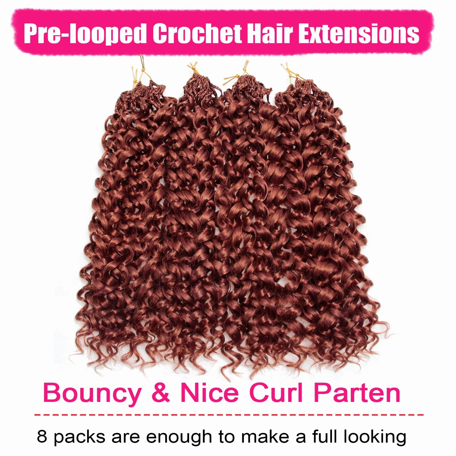 8 Packs Curly Crochet Hair for Women GoGo Curl Crochet Hair Deep Wave Braiding Hair,Synthetic Bohemian Crochet Braid Water Wave Crochet Hair Extensions