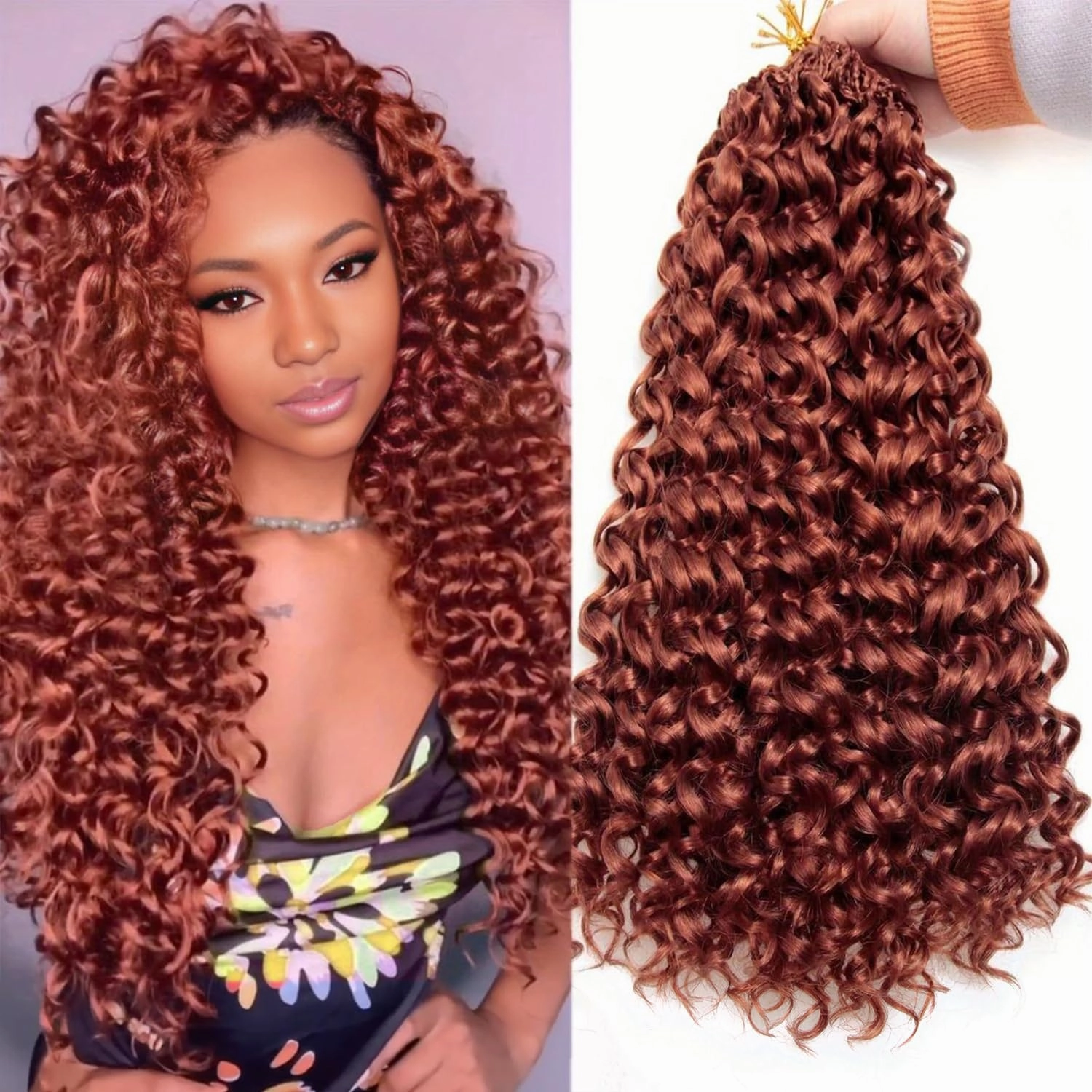 8 Packs Curly Crochet Hair for Women GoGo Curl Crochet Hair Deep Wave Braiding Hair,Synthetic Bohemian Crochet Braid Water Wave Crochet Hair Extensions