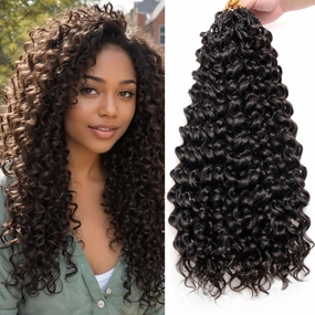 8 Packs GoGo Curl Crochet Hair 18 Inch Curly Crochet Hair for Women Water Wave Beach Curl Deep Crochet Braids Synthetic Braiding Hair Extensions