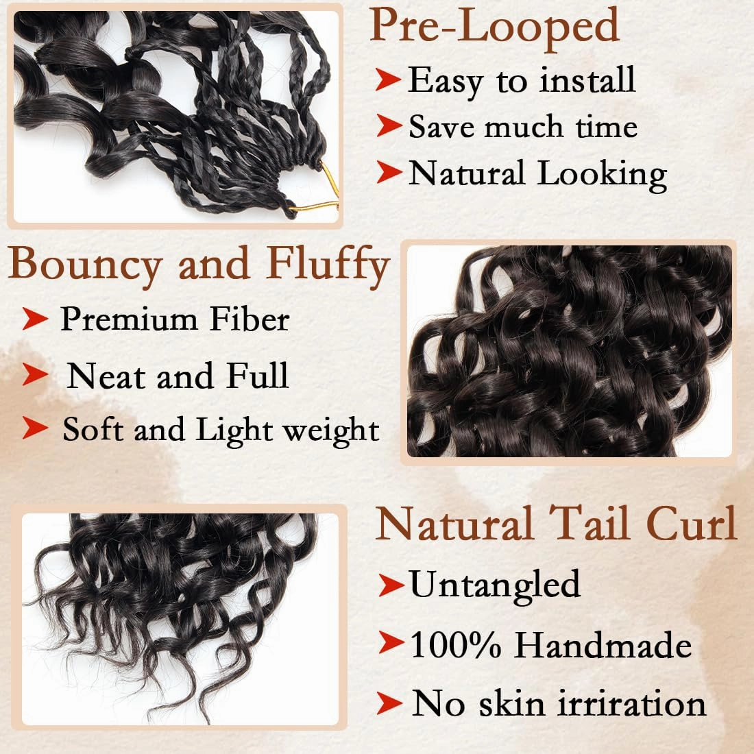 8 Packs GoGo Curl Crochet Hair 18 Inch Curly Crochet Hair for Women Water Wave Beach Curl Deep Crochet Braids Synthetic Braiding Hair Extensions