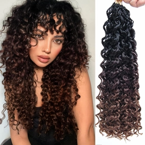 8 Packs GoGo Curl Crochet Hair 18 Inch Curly Crochet Hair for Women Water Wave Beach Curl Deep Crochet Braids Synthetic Braiding Hair Extensions