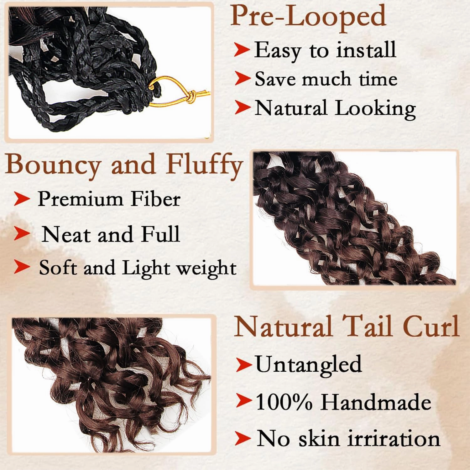 8 Packs GoGo Curl Crochet Hair 18 Inch Curly Crochet Hair for Women Water Wave Beach Curl Deep Crochet Braids Synthetic Braiding Hair Extensions
