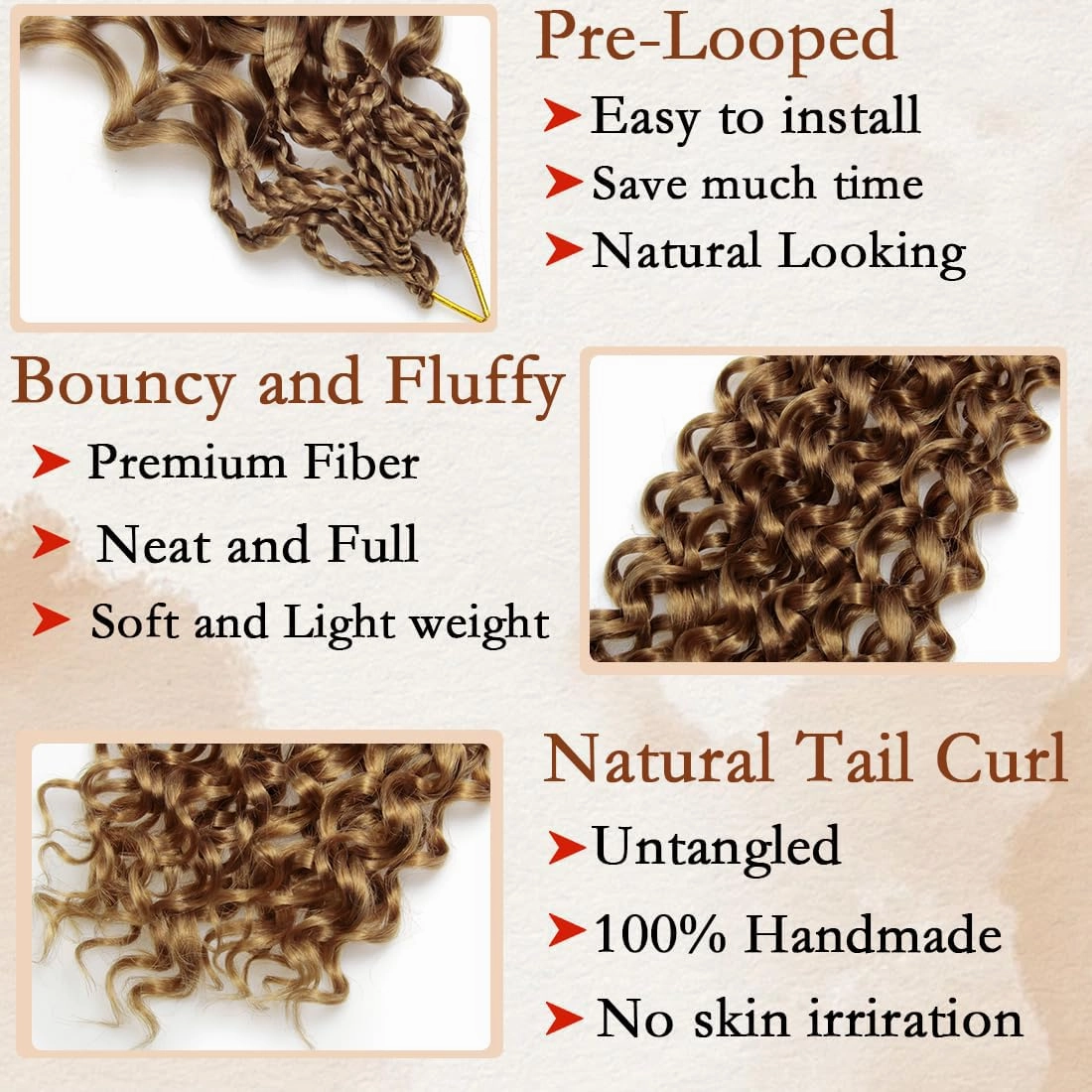 8 Packs Gogo Curl Crochet Hair Blonde Ocean Wave Crochet Hair Pre Looped Beach Curl Hair Extensions Crochet Hair for Black Women 18 Inch