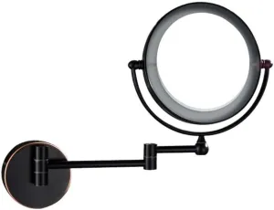 8" Wall Mounted Makeup Mirror with LED Lights, Touch Screen, 7X Magnification, 360° Swivel, Extendable Arm, Plug Operated (Rose Gold)(Matte Black,7X)