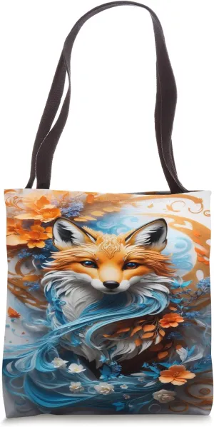 A Beautiful Red Fox, Florals, Flower Elements, Wildlife Tote Bag