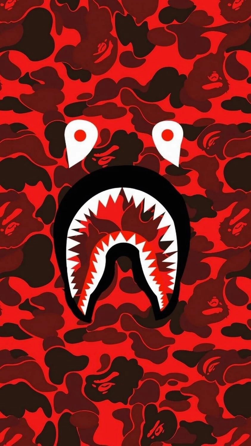 A Bathing Ape poster, Red Shark Decorative Bape painting print, Canvas Wall Art, Home Office Bedroom Wall Decor