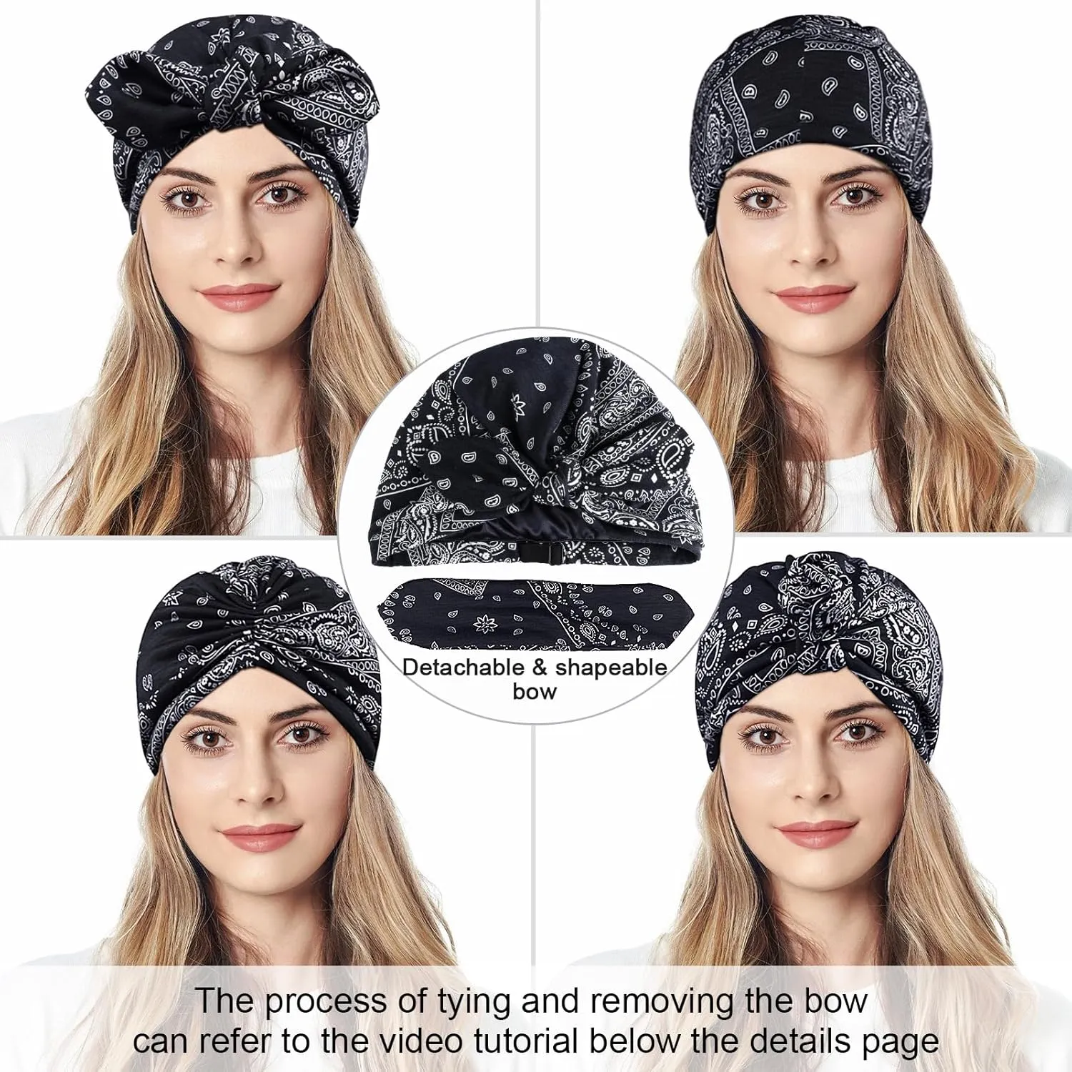 Ababalaya Satin Lined Beanies for Women Chemo Headwear Silky Lined Cotton Sleeping Cap
