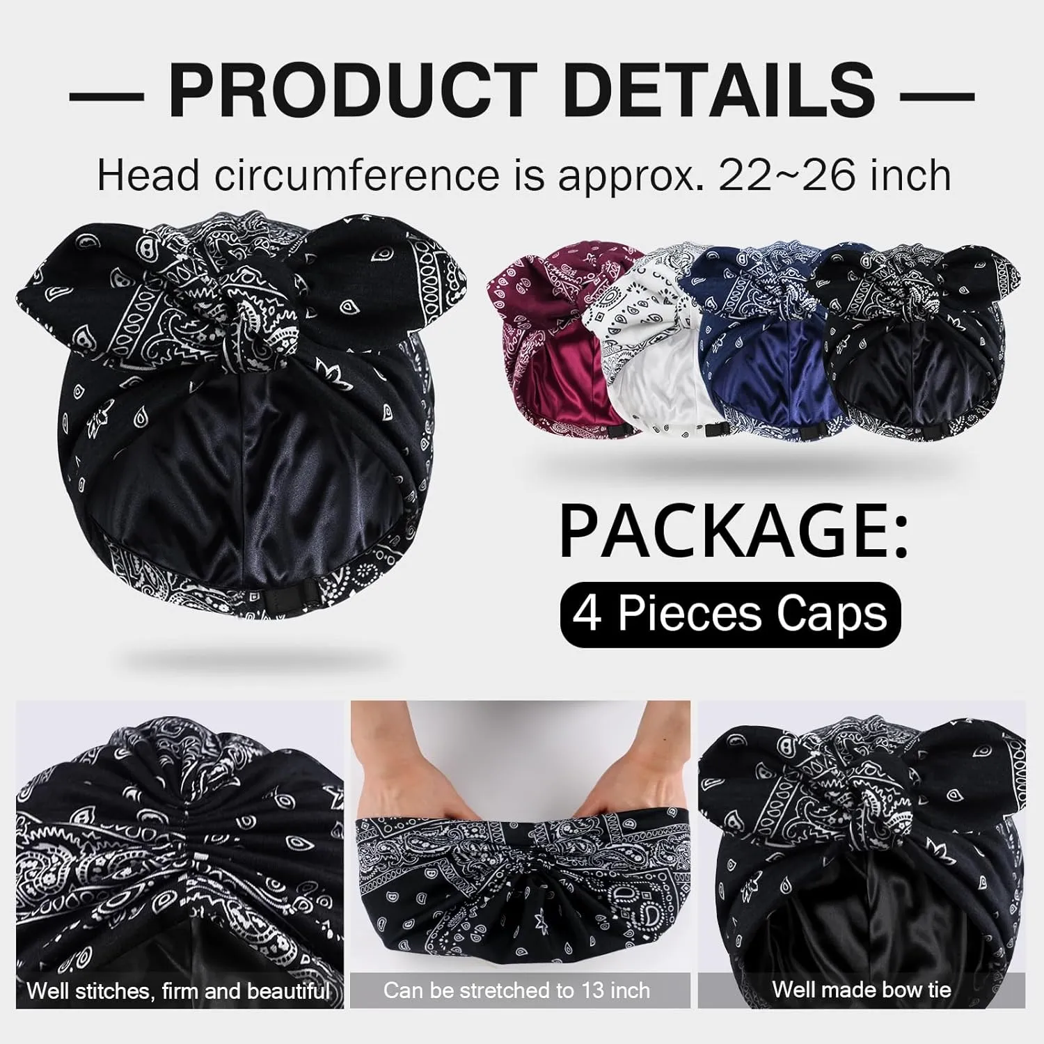 Ababalaya Satin Lined Beanies for Women Chemo Headwear Silky Lined Cotton Sleeping Cap