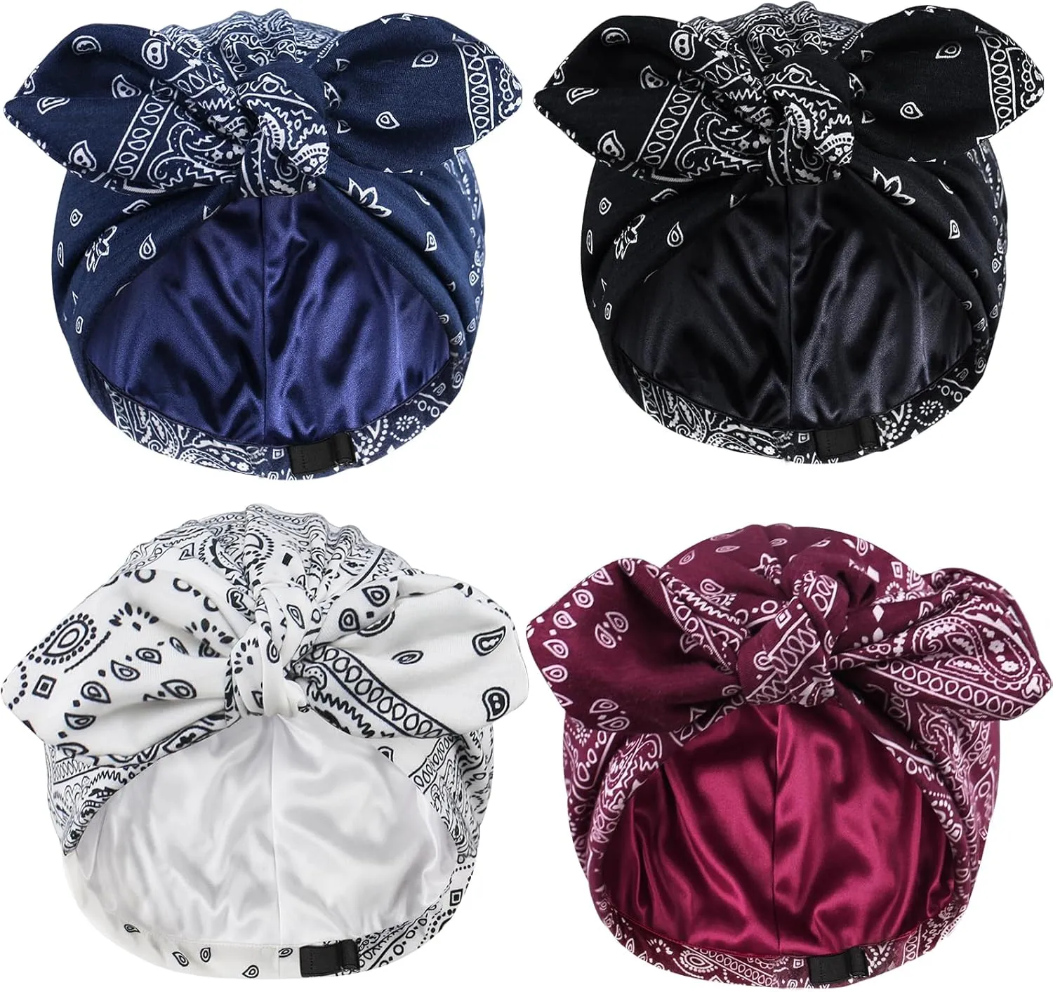 Ababalaya Satin Lined Beanies for Women Chemo Headwear Silky Lined Cotton Sleeping Cap