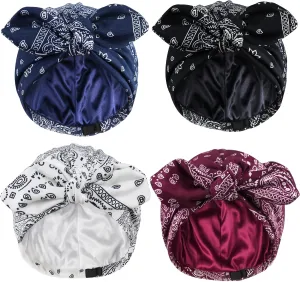 Ababalaya Satin Lined Beanies for Women Chemo Headwear Silky Lined Cotton Sleeping Cap