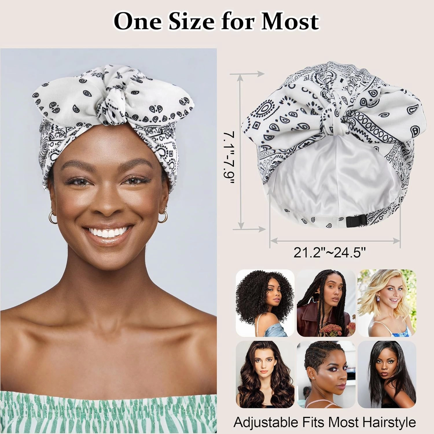 Ababalaya Satin Lined Beanies for Women Chemo Headwear Silky Lined Cotton Sleeping Cap