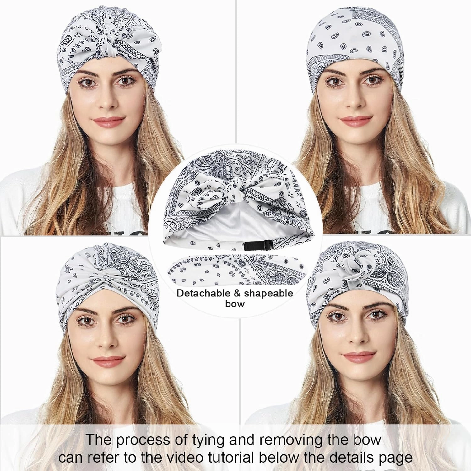 Ababalaya Satin Lined Beanies for Women Chemo Headwear Silky Lined Cotton Sleeping Cap