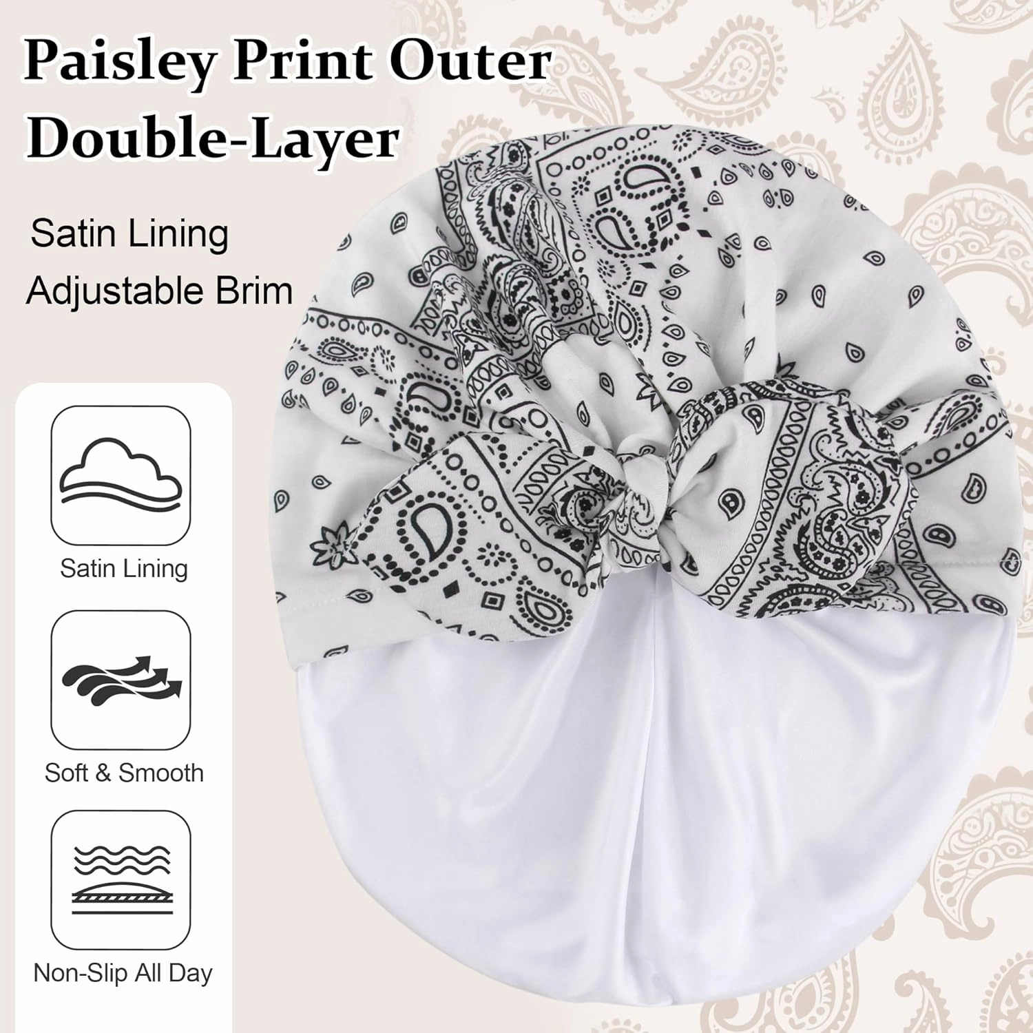 Ababalaya Satin Lined Beanies for Women Chemo Headwear Silky Lined Cotton Sleeping Cap