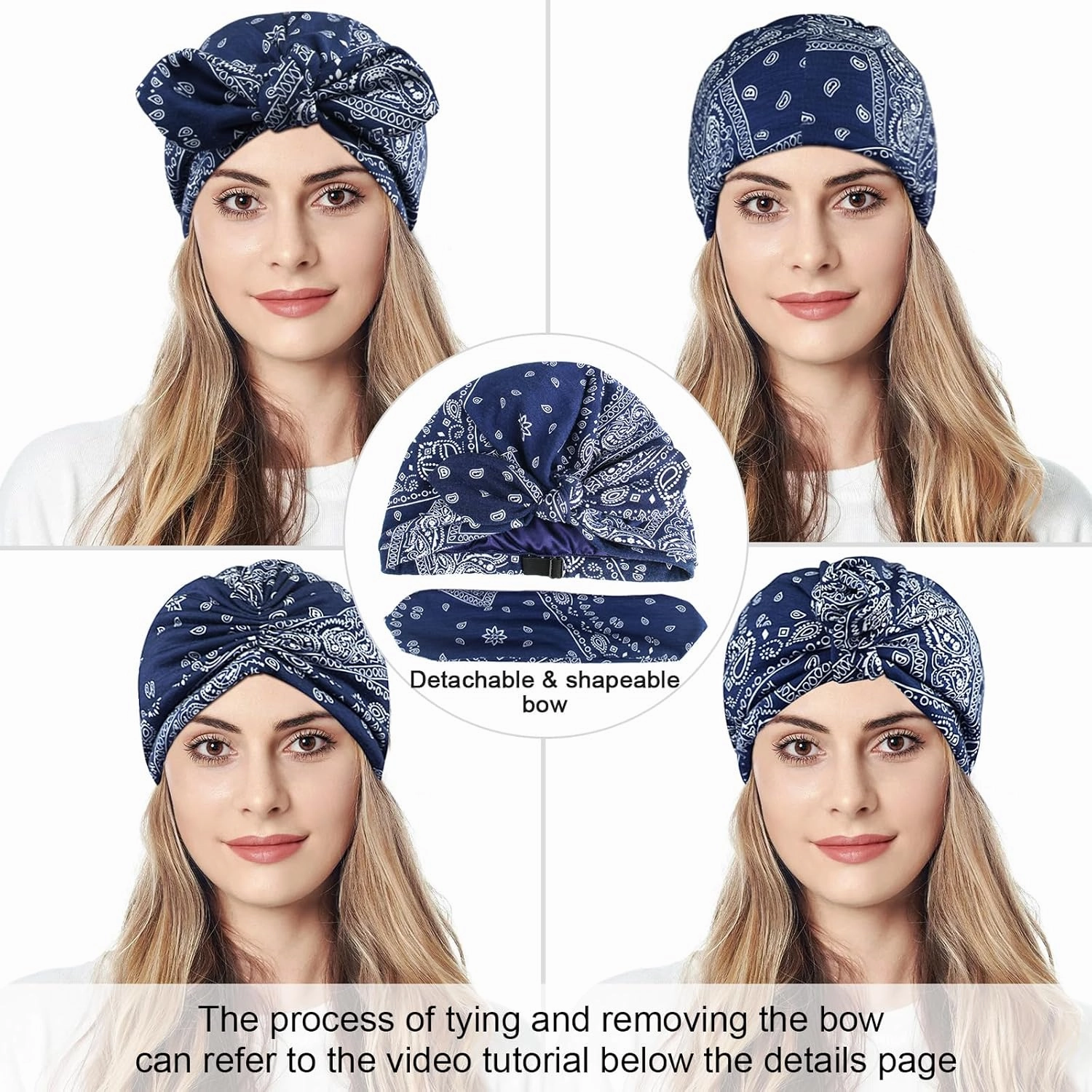 Ababalaya Satin Lined Beanies for Women Chemo Headwear Silky Lined Cotton Sleeping Cap