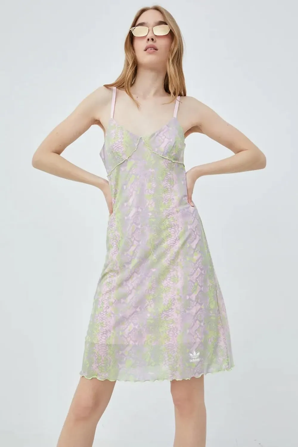 adidas Originals Womens Snake Mesh Dress, Clear Pink