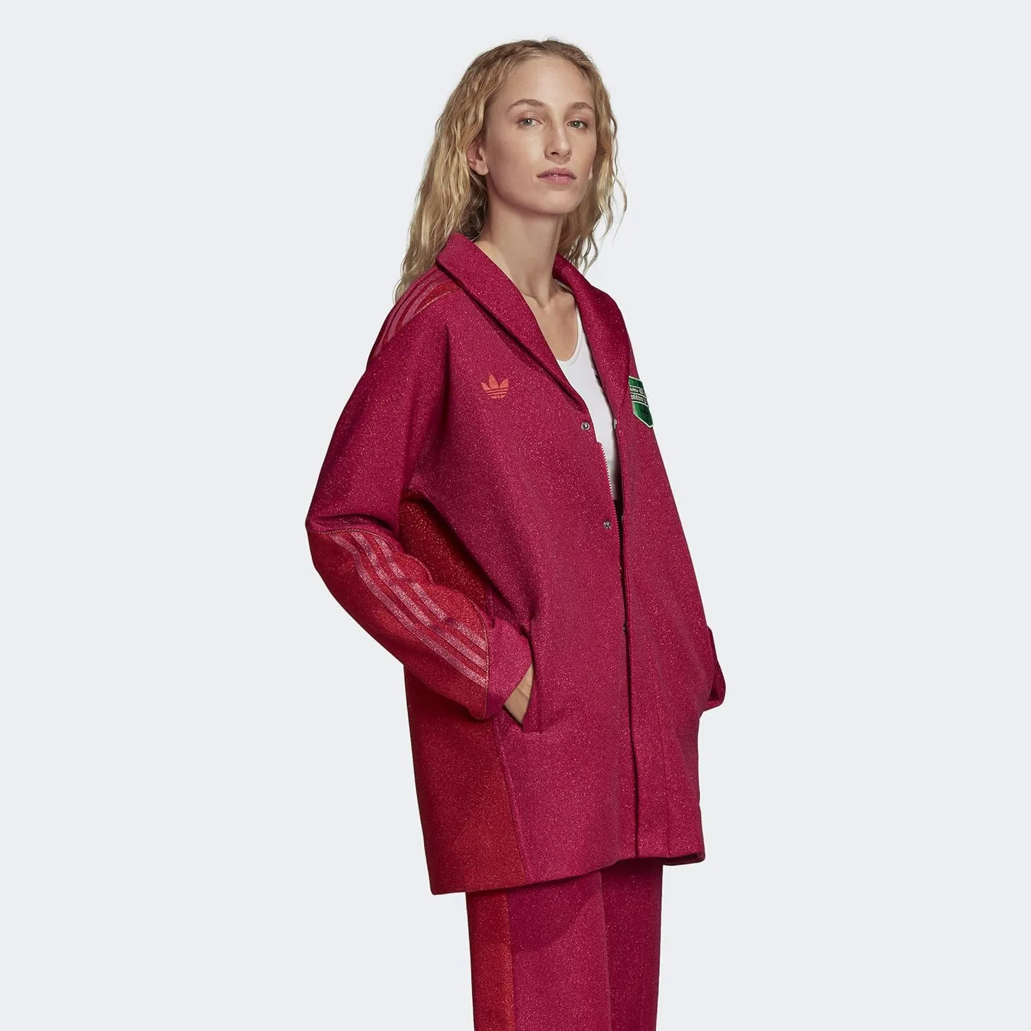 adidas Originals x Anna Isoniemi Women's Metallic Jacket, Bold Pink/Glory Red