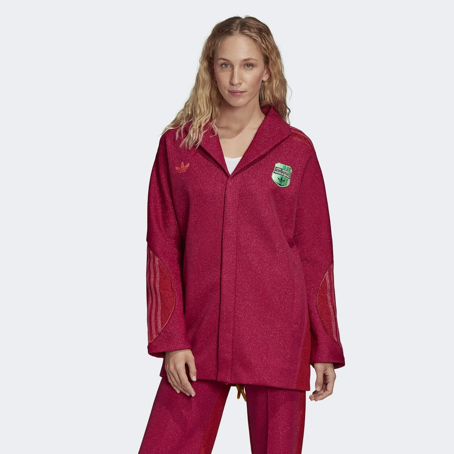 adidas Originals x Anna Isoniemi Women's Metallic Jacket, Bold Pink/Glory Red
