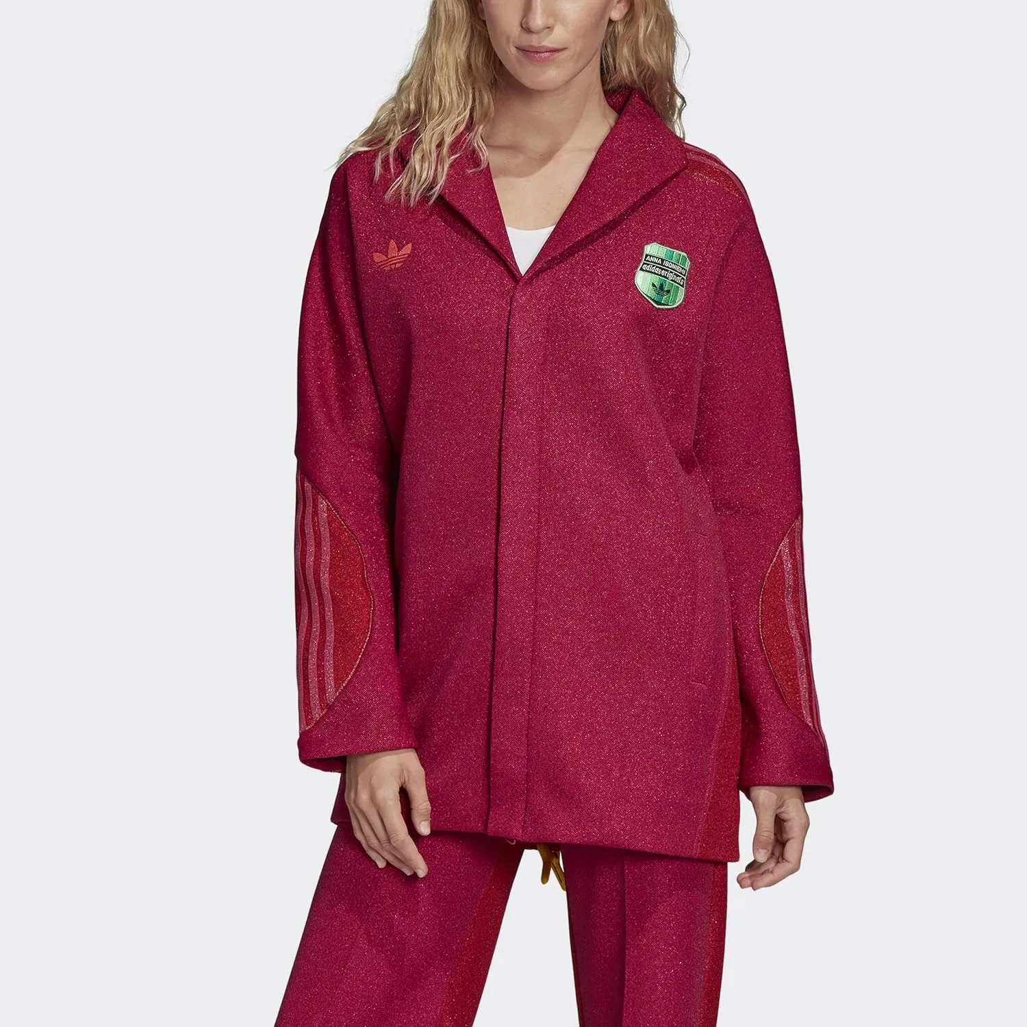adidas Originals x Anna Isoniemi Women's Metallic Jacket, Bold Pink/Glory Red