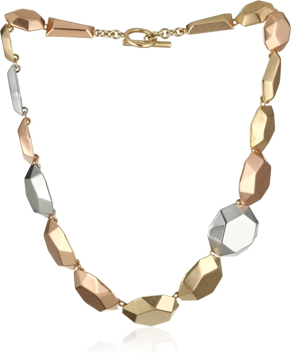 Adrienne Vittadini "Modern Metals" Multi-Tone Faceted Necklace