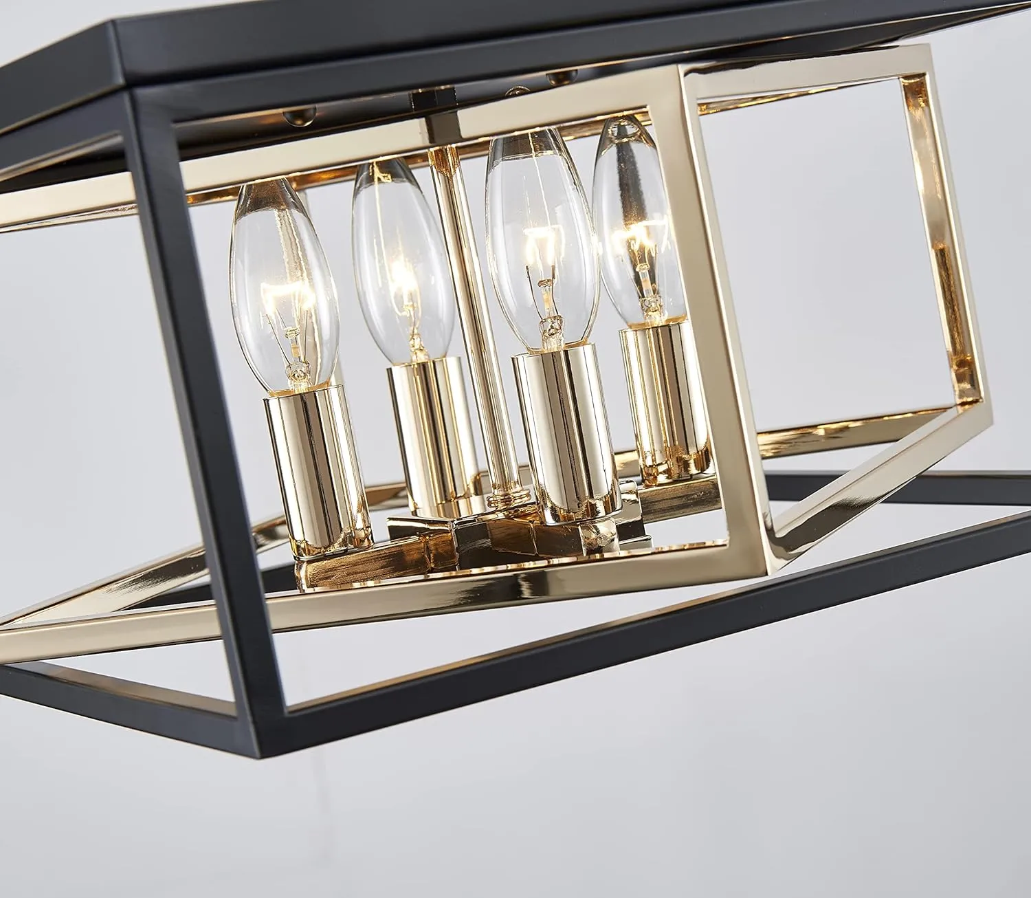 AGV LIGHTING CL035G Modern Flush Mount Ceiling Light Fixture, Close to Ceiling Light, E12 Base 3-Lights, L12 x W12 x H7, Matte Black & Shine Gold Finish