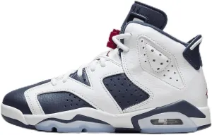Air Jordan 6 Retro Big Kids' Shoes (384665-164, White/Midnight Navy/Varsity Red) Size 3.5