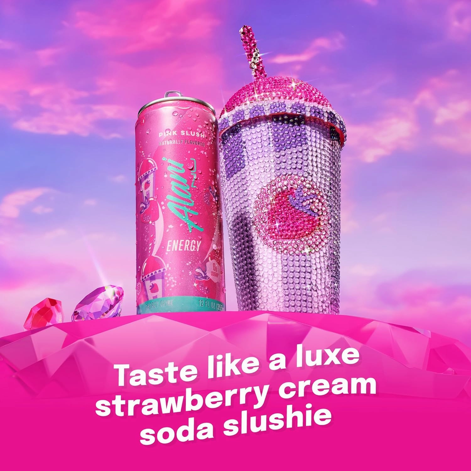 Alani Nu PINK SLUSH Sugar Free Low Calorie Energy Drinks | 200mg Caffeine | Paris Hilton x Alani Nu | Biotin B Vitamins | Zero Sugar | 15 Calories | 12 Fl Oz Cans | 12 Pack