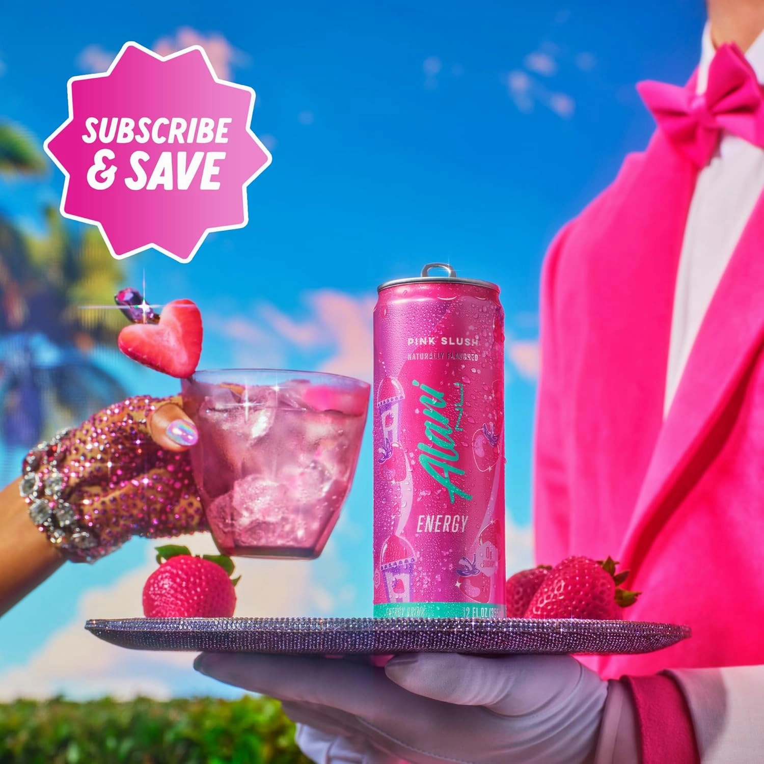 Alani Nu PINK SLUSH Sugar Free Low Calorie Energy Drinks | 200mg Caffeine | Paris Hilton x Alani Nu | Biotin B Vitamins | Zero Sugar | 15 Calories | 12 Fl Oz Cans | 12 Pack