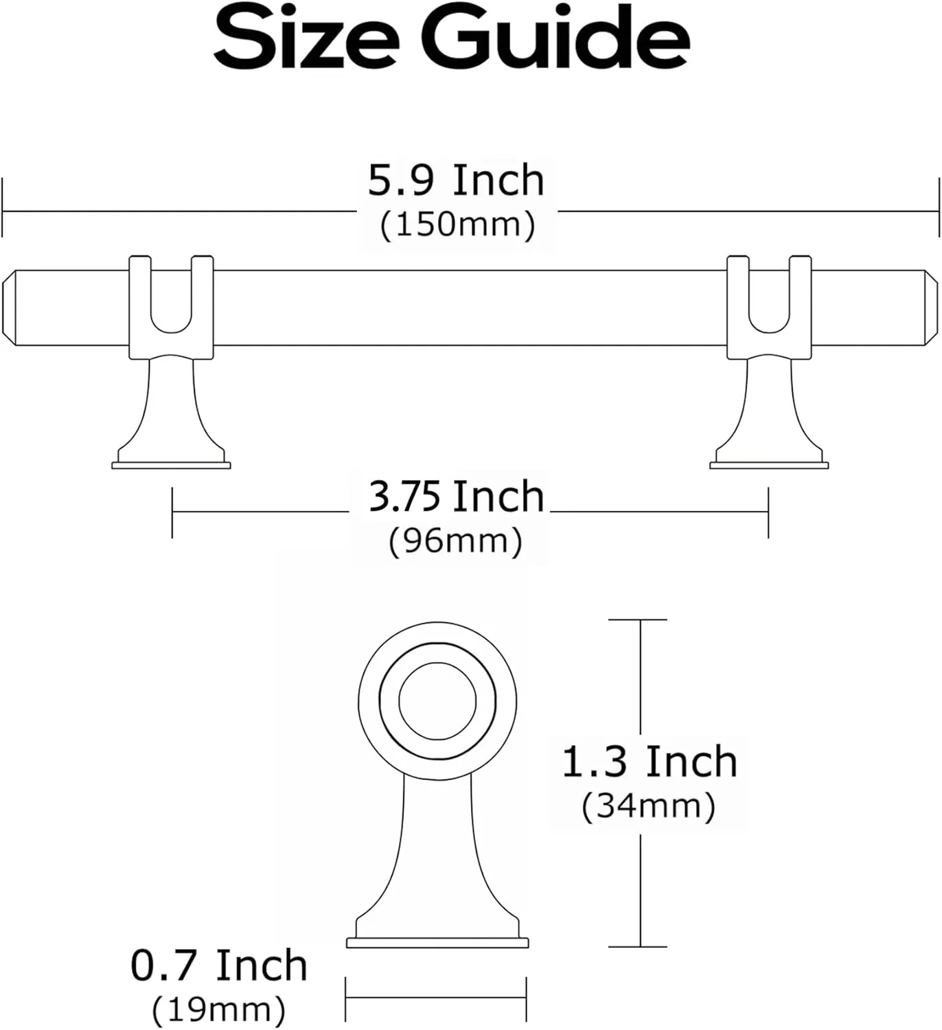 Alzassbg 10 Pack Matt Black and Gold Cabinet Pulls, 3-3/4 Inch(96mm) Hole Centers Kitchen Hardware Knurled Cabinet Handles for Cabinets and Drawers AL3087KGP-MB