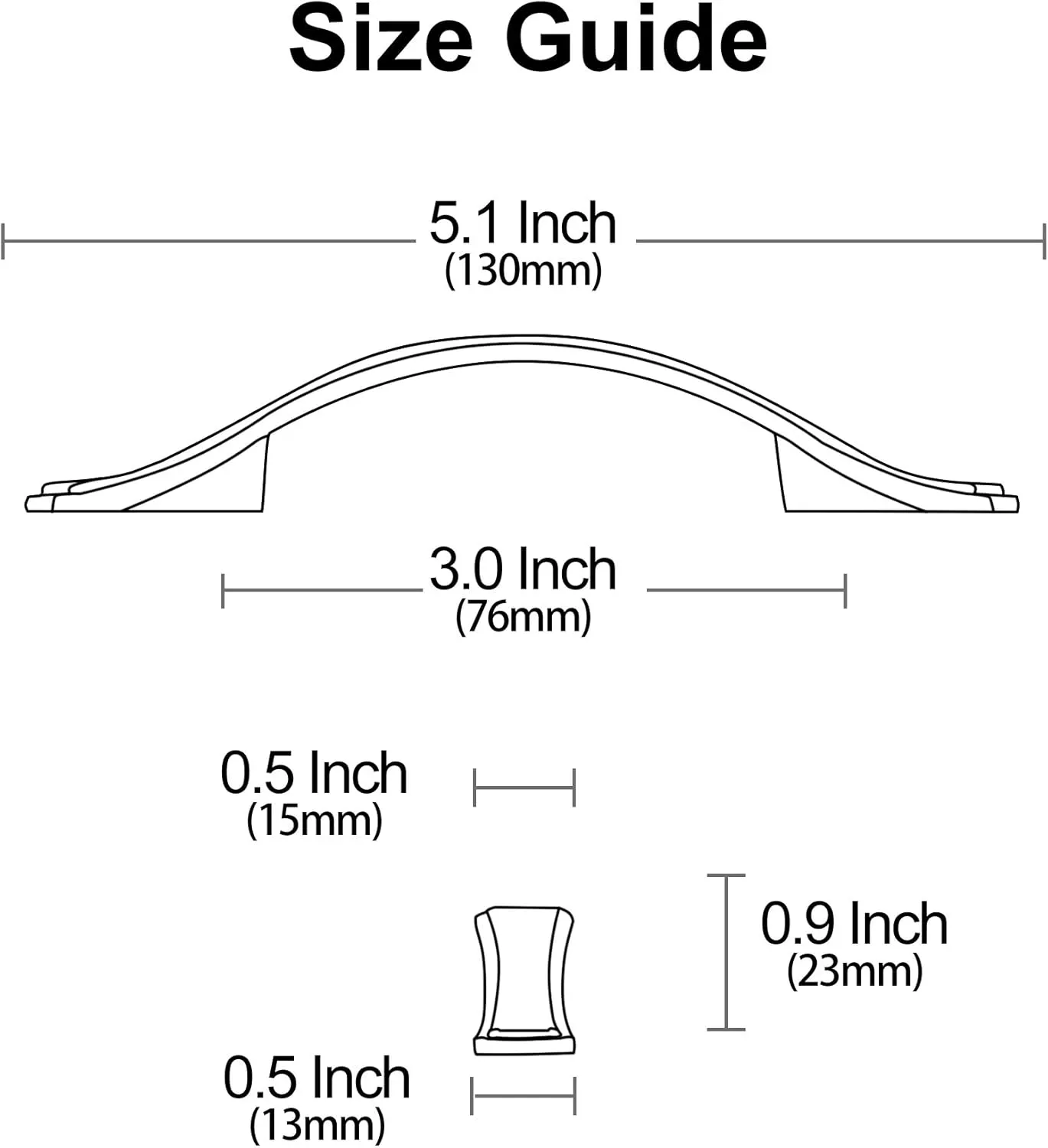 Alzassbg 10 Pack Matt Gold Cabinet Pulls, 3 Inch(76mm) Hole Centers Cabinet Handles Arch Kitchen Hardware for Cabinets and Drawer AL3028MGP