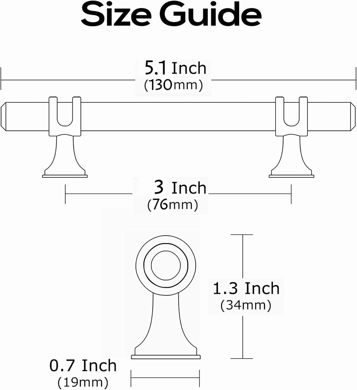 Alzassbg 10 Pack Matt Black and Gold Cabinet Pulls, 3 Inch(76mm) Hole Centers Kitchen Hardware Cabinet Handles for Cabinets and Drawers AL3097KGP-MB