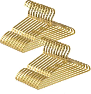 Amber Home 20 Pack Premium Matte Gold Aluminum Coat Hangers, 16.5” Extra Smooth & Durable Metal Shirt Dress Hanger, Light & Sturdy Metal Rack for Jacket Trouser Pant Slack
