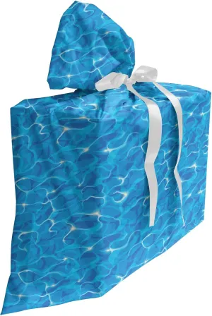Ambesonne Aqua Gift Bag, Realistic Vivid Illustration of Water Texture Freshness Ocean Pool Surface Waves, Fabric Party Favor Pouch with 3 Ribbons, 27, Blue Aqua White