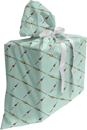 Ambesonne Fishing Fabric Gift Bag, Fishing Floats Fishery Knowledge Hobbies Summer Time Lake Adventures, Present Sack for Parties Birthdays with 3 Ribbons, 27, Almond Green Multicolor