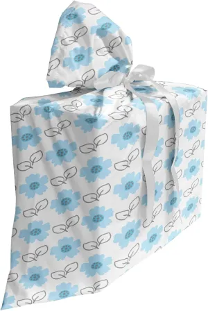 Ambesonne Floral Fabric Gift Bag, Flourish Summer Pattern with Pastel Blossoming Petals, Present Sack for Parties Birthdays with 3 Ribbons, 27, Pale Blue Dimgray