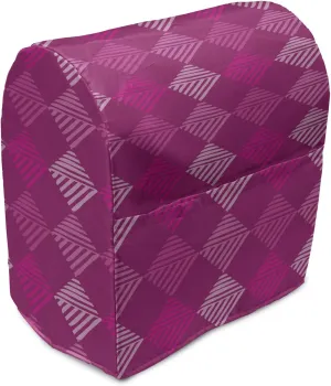 Ambesonne Geometric Stand Mixer Cover, Pink Tones Design Diagonal Squares in Symmetric Warm Colored Repetition, Kitchen Appliance Organizer Bag Cover with a Pocket, 6-8 Quarts, Magenta Pale Pink