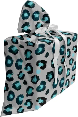 Ambesonne Leopard Gift Bag, Interpretation of Stain Like Motifs, Fabric Party Favor Pouch with 3 Ribbons, 27, Dimgray Teal