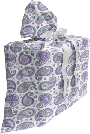 Ambesonne Paisley Gift Bag, Repetition of Oriental Motif Flowers in Pastel Tone, Fabric Party Favor Pouch with 3 Ribbons, 27, Laurel Green Lavender