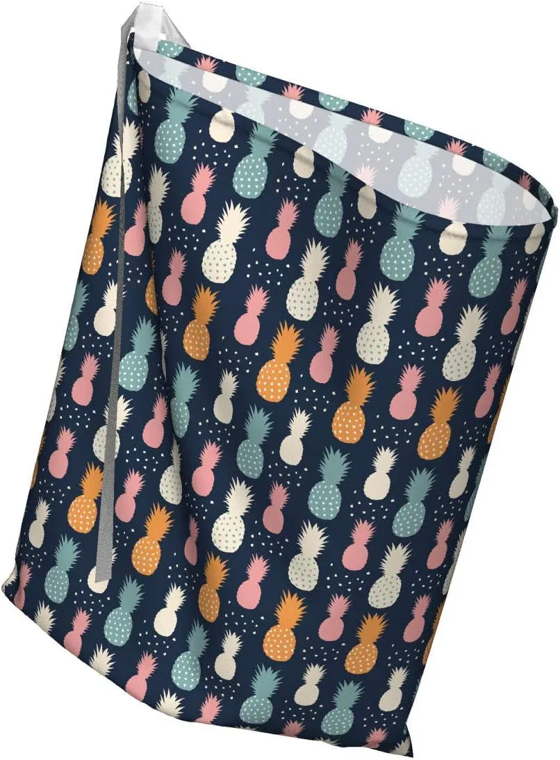 Ambesonne Pineapple Fabric Gift Bag, Tropic Fruits Simplistic Style Summer Time Delicious Juicy Tasty, Present Sack for Parties Birthdays with 3 Ribbons, 27, Multicolor