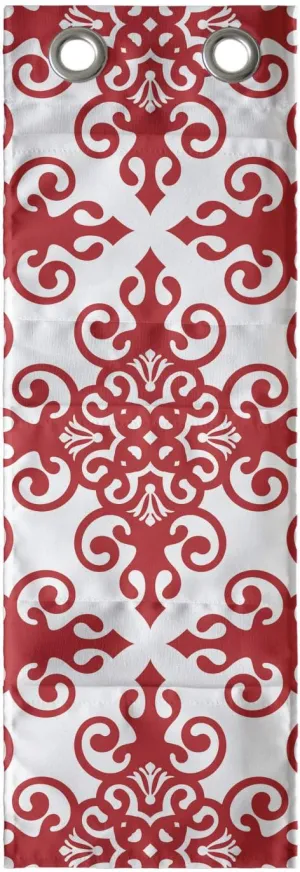 Ambesonne Red Hanging Pocket Organizer, Western Style Floral Scroll Motif Swirled Lines Antique Royal Ornament with Framework, Printed Polyester Storage Bag with Pockets, 9" x 27", Red White