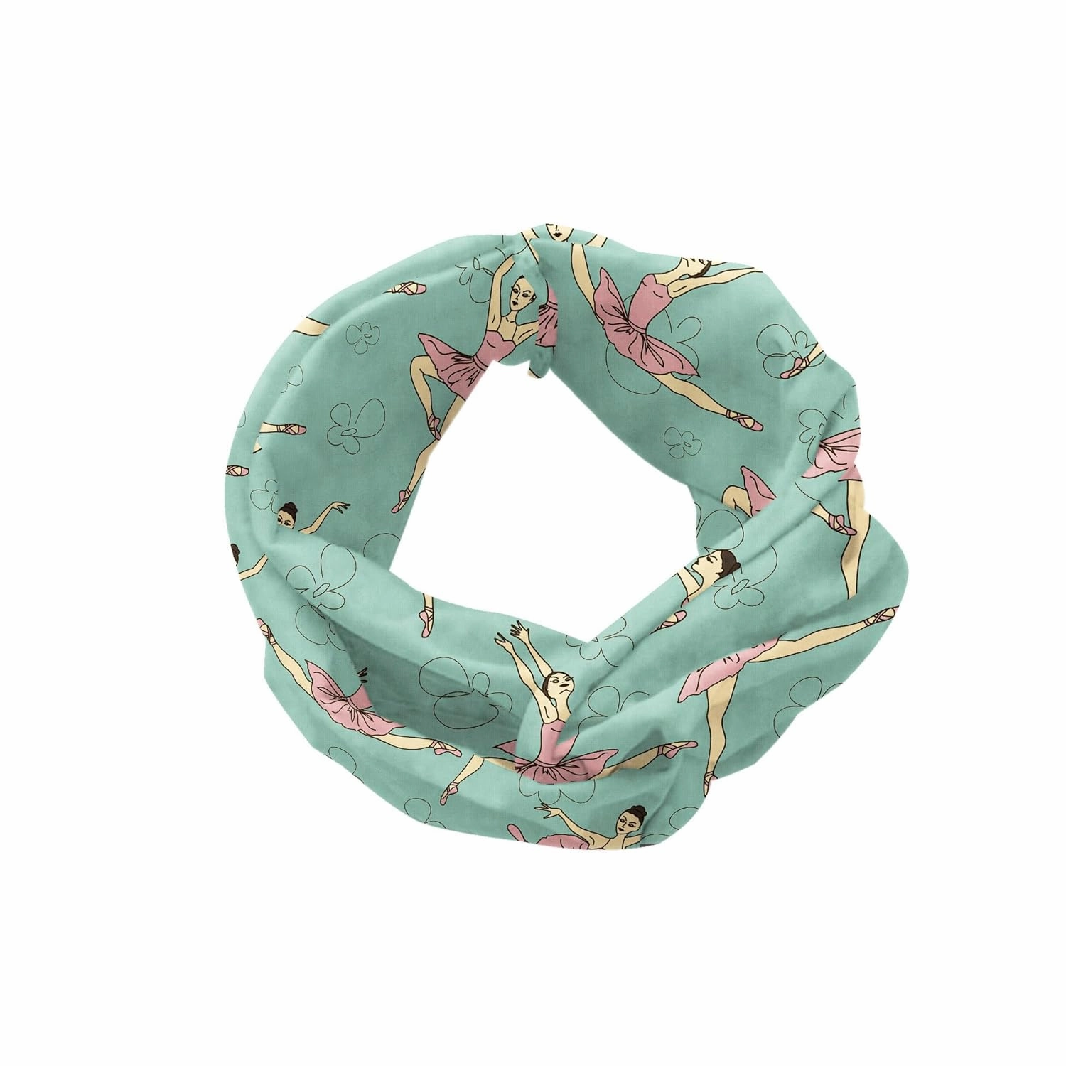 Ambesonne Ballet Headband Set of 2, Ballerinas Dancing in Various Poses Fine Arts Theme Theatrical Activity, Knotted Elastic Hair Band Accessory for Women Everyday Use, M-L, Seafoam Pale Pink Cream