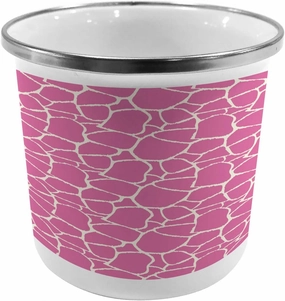 Ambesonne Hot Pink Steel Camping Mug, Abstract Giraffe Skin Pattern Colorful Exotic Animal Camouflage Savannah Jungle, Printed Thermal Cup for Camping and Outdoor Activities, Pink White