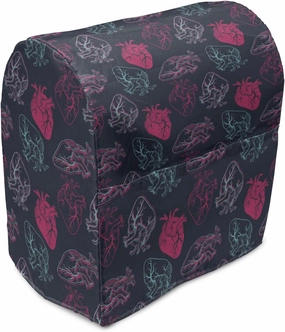 Ambesonne Human Anatomy Stand Mixer Cover, Anatomical Heart Analogy Veins Stems Palpitating Organ Sketch, Kitchen Appliance Organizer Bag Cover with a Pocket, 6-8 Quarts, Hot Pink and Charcoal Grey