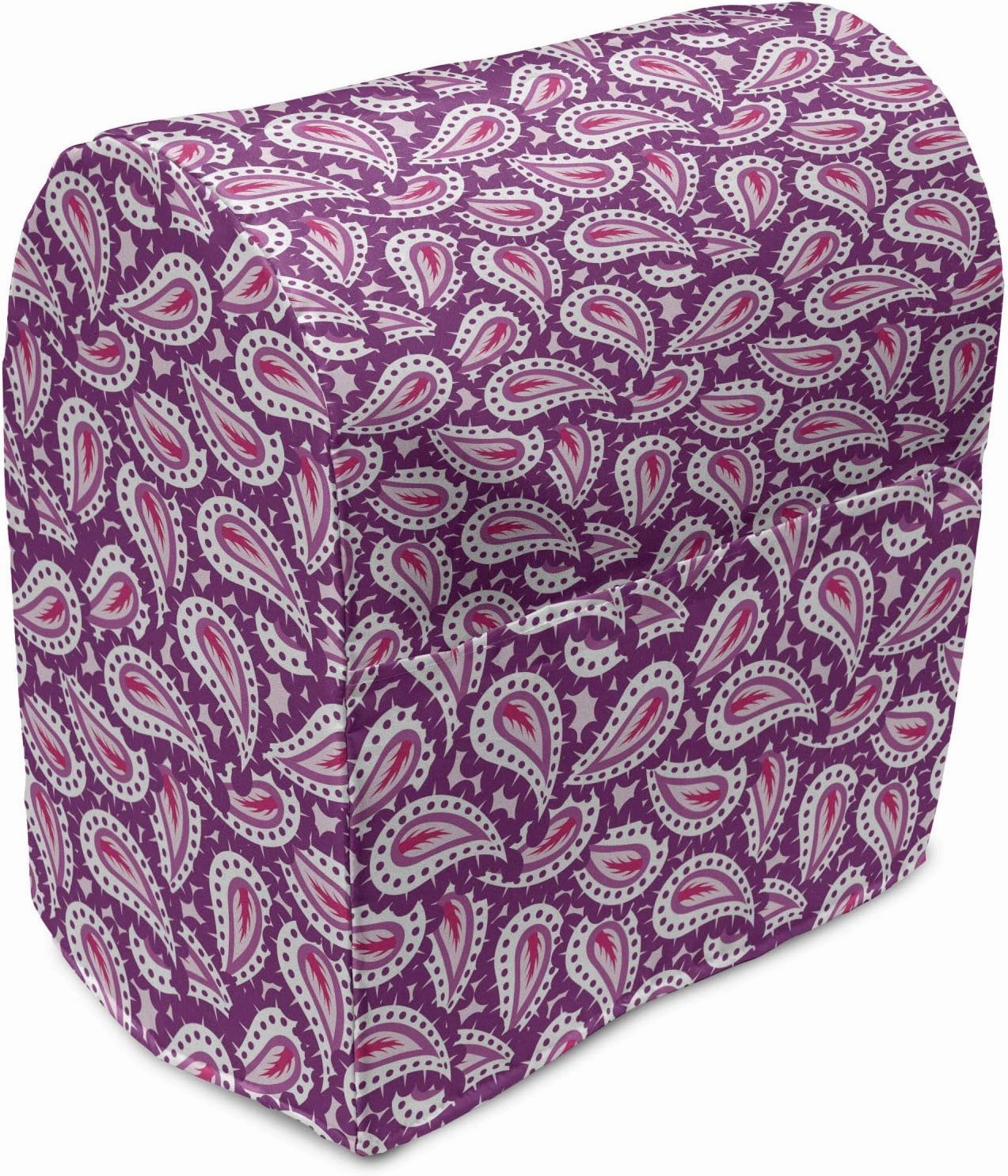 Ambesonne Magenta Stand Mixer Cover, Teardrops Droplet Paisley Pattern Medieval Motifs Timeless Boho Design, Kitchen Appliance Organizer Bag Cover with a Pocket, 6-8 Quarts, Magenta Purple and Pink