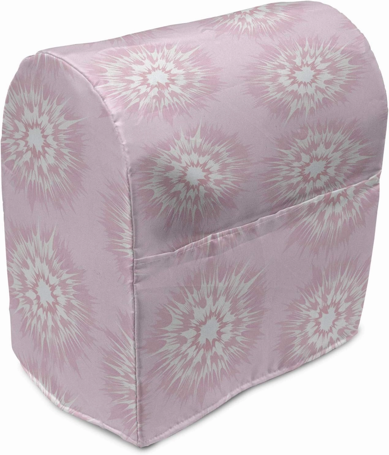 Ambesonne Pastel Stand Mixer Cover, Soft Toned Abstract Shapes Antique Rose Motif Repetition Tender Hippie Feels, Kitchen Appliance Organizer Bag Cover with a Pocket, 6-8 Quarts, Pale Pink White