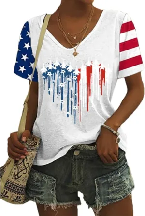 American Flag Fighter Jet Airplane Shirt 4th of July Plane Air Force Shirt Red White Blue Patriotic USA Flag Tops